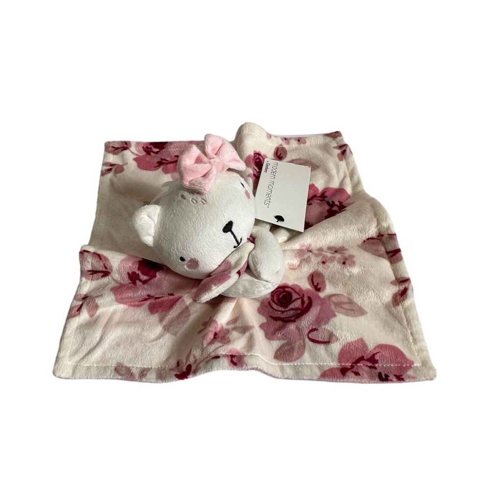 Modern Moments Gerber Pink Bear Kitty Cat Floral Pink Red Bow Baby Lovey Toy